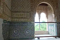 Vew of decoration on the lower walls and one of the side windows in the second hall