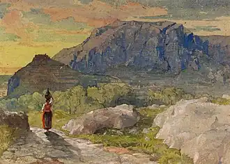 Peasant Woman in a Mountainous Landscape