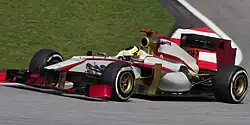 Pedro de la Rosa driving the HRT F112