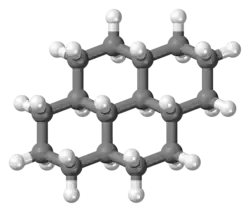 Ball-and-stick model of the perhydropyrene molecule