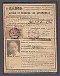 A colonial French driver's licence issued in Saigon, Cochinchina, French Indochina that was valid throughout all French territories (1938).