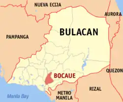 Map of Bulacan with Bocaue highlighted