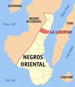 Map of Negros Oriental with La Libertad highlighted