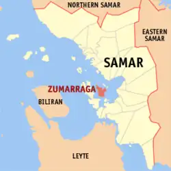 Map of Samar with Zumarraga highlighted