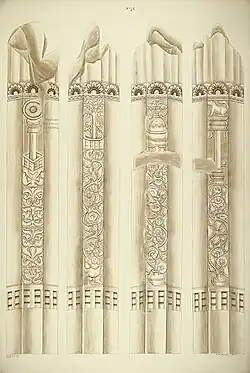 Drawing of pillar fragments, c. 1853