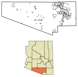 Location of Ak Chin in Pima County, Arizona.