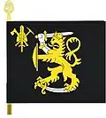 Engineering and NBC Warfare School, Finnish Army: Finnish lion holding a shield, symbolizing NBC protection.