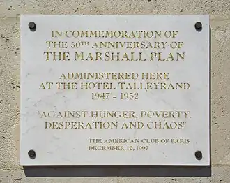 Marshall Plan, Hôtel Talleyrand