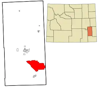 Location in Platte County and the state of Wyoming.