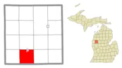 Location within Lake County (red) and an administered portion of the Baldwin village (pink)