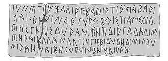 Greco-Iberian alphabet. Lead plaque from la Serreta (Alcoi).