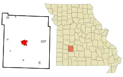 Location of Bolivar, Missouri