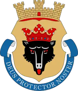 Motto Deus protector noster (Latin for 'God is our protector') below the arms of Pori[18]