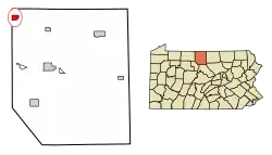 Location of Shinglehouse in Potter County, Pennsylvania.