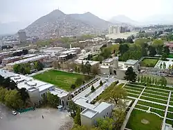 Overview of the Arg palace and several other palaces and gardens within the complex