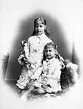 Princesses Alix and Marie of Hesse in July 1878 at Southampton. The girls wore identical dresses and were treated as a pair.