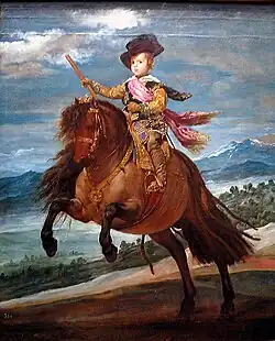 Balthasar Charles, in riding pose, by Velázquez, c. 1635