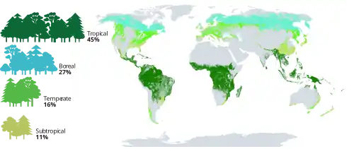 Image 31Proportion and distribution of global forest area by climatic domain, 2020 (from Forest)