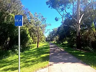 A sign indicating the shared cycleway in Smithfield