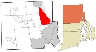 Location in Providence County and the state of Rhode Island.