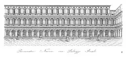 Elevation of the Procuratie Nuove (c. 1580), print from Quadri-Moretti (1831)