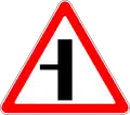 Side road on the left with priority (triangle)