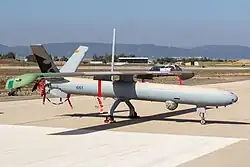 A Hermes 450 Zik UAV of 161 Squadron "Black Snake" in May 2017