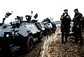 SW1 armoured personnel carriers of the Federal Border Guard (BGS, Bundesgrenzschutz) taking part in Exercise Reforger, West Germany, 1986.