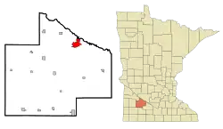 Location of Redwood Falls within Redwood County and state of Minnesota