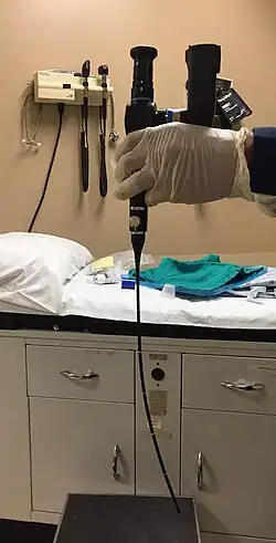 Photo of rhinoscope used to visualise the nasopharynx and oropharynx through the nose