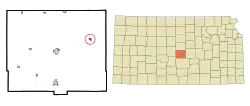 Location within Rice County and Kansas