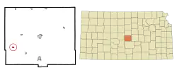 Location within Rice County and Kansas