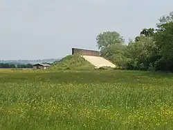 Rifle range butts on Otmoor. A butt is a pile of earth to stop stray bullets, behind the targets on a firing range.