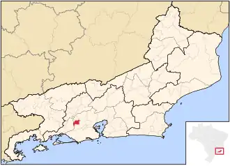 Location of Queimados in the state of Rio de Janeiro
