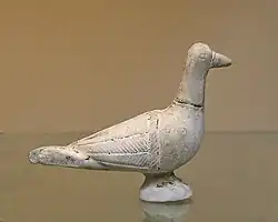 Moulded pipeclay peacock made in Central Gaul, 2nd century AD