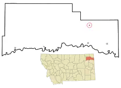 Location of Froid, Montana