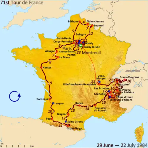 Route of the 1984 Tour de France