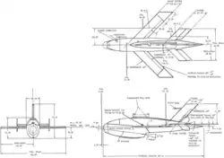 3-view line drawing of the Ryan Q-2A Firebee