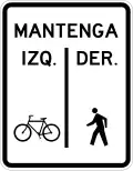 R-7-13a Bicycles to the left, pedestrians to the right
