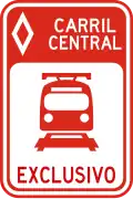 R-9-13 Center lane, trains only