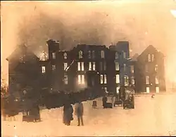 Picture of the 1929 fire in the original building.