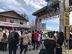 Visitors gathering at the KDCA entrance