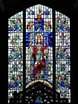 Stained glass window in the gallery