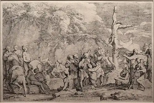 The Crucifixion of Polycrates the Tyrant after his Capture by the Persians (1662), 47.3 x 72.2 cm.