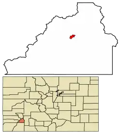 Location of Silverton in San Juan County, Colorado.