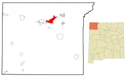 Location of Farmington in New Mexico