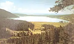 Shadow Mountain Lake adjoining Grand Lake at west entrance to the Rocky Mountain National Park, Colorado
