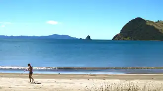 view of Great Barrier island and the Colville Channel from Sandy Bay