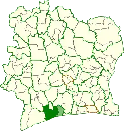 Location in Ivory Coast. Sassandra Department has had these boundaries since 2008.
