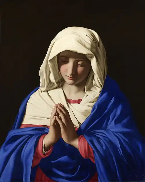 Image 10The Virgin in Prayer at Veneration of Mary in the Catholic Church, by Giovanni Battista Salvi da Sassoferrato (from Wikipedia:Featured pictures/Culture, entertainment, and lifestyle/Religion and mythology)